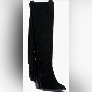 Women's Pelia Black Knee High Fringe Cowboy Boots from Vince Camuto (8)